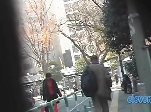 Public sharking video of stunning oriental cutie in the streets