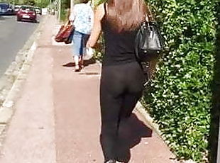 Street perv with a candid cam follows a hot booty