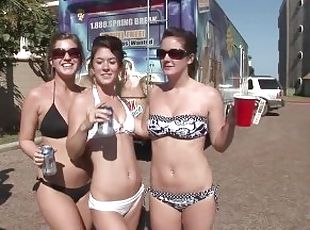 bikini flashing and nude sunbathing party girls