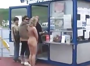 Toilet blonde girl pissing having no clue to be spied
